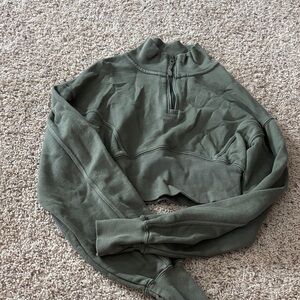 Aerie Olive Green Quarter-Zip Sweatshirt